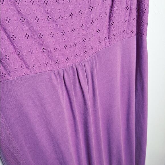 Boden Jersey Dress 12L Long Tall Eyelet Lace Sleeveless Stretch Modal Cotton - Picture 7 of 8